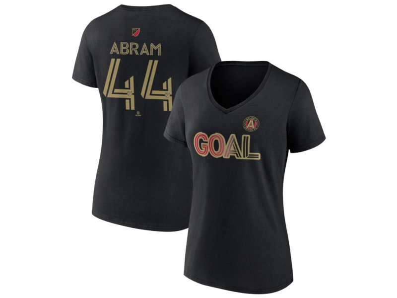 Women's Atlanta United FC Goal #44 Luis Abram V-Neck T-Shirt - Black