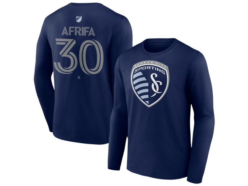 Men's Sporting Kansas City #30 Stephen Afrifa Team Authentic Long Sleeve T-Shirt - Navy