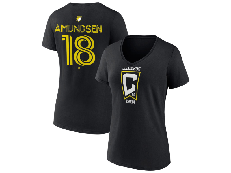 Women's Columbus Crew #18 Malte Amundsen Team Authentic V-Neck T-Shirt - Black