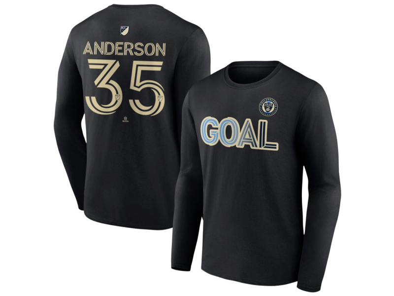 Men's Philadelphia Union Goal #35 Marcus Anderson Long Sleeve T-Shirt - Black