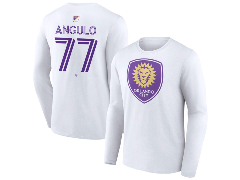 Men's Orlando City SC Authentic Stack #77 Ivan Angulo Long Sleeve T-Shirt - White