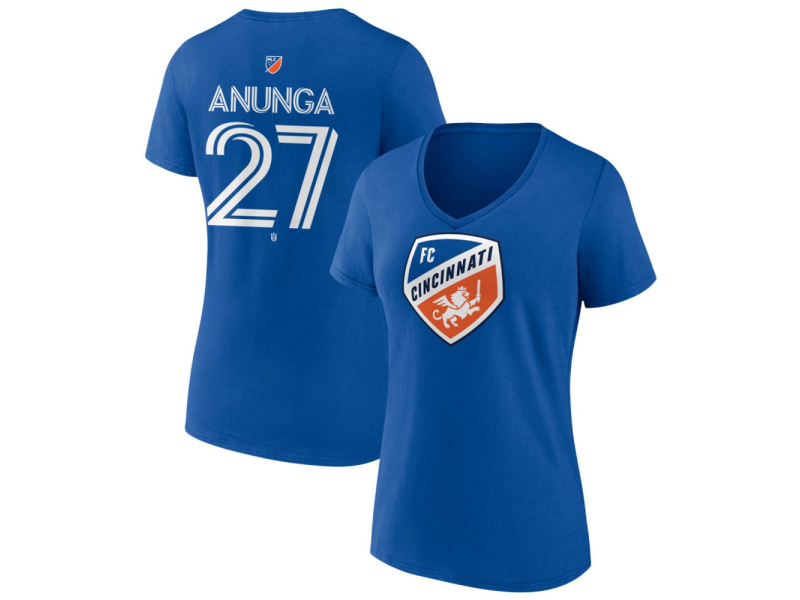 Women's FC Cincinnati #27 Brian Anunga Team Authentic V-Neck T-Shirt - Royal