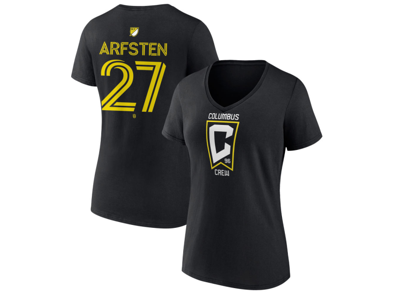 Women's Columbus Crew #27 Max Arfsten Team Authentic V-Neck T-Shirt - Black