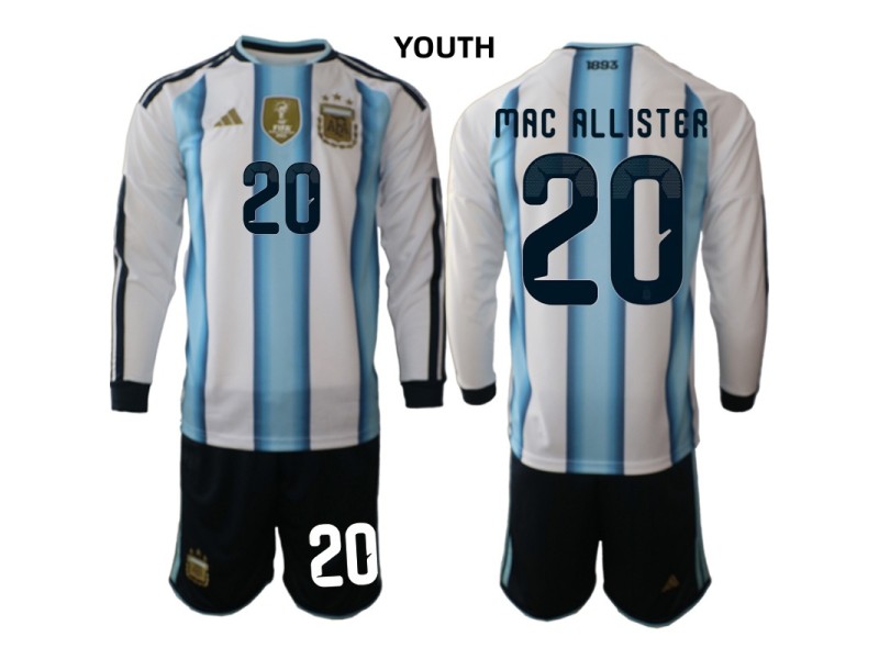 Youth MAC ALLISTER Argentina 2026 World Cup Home Fan Jersey - Blue/White