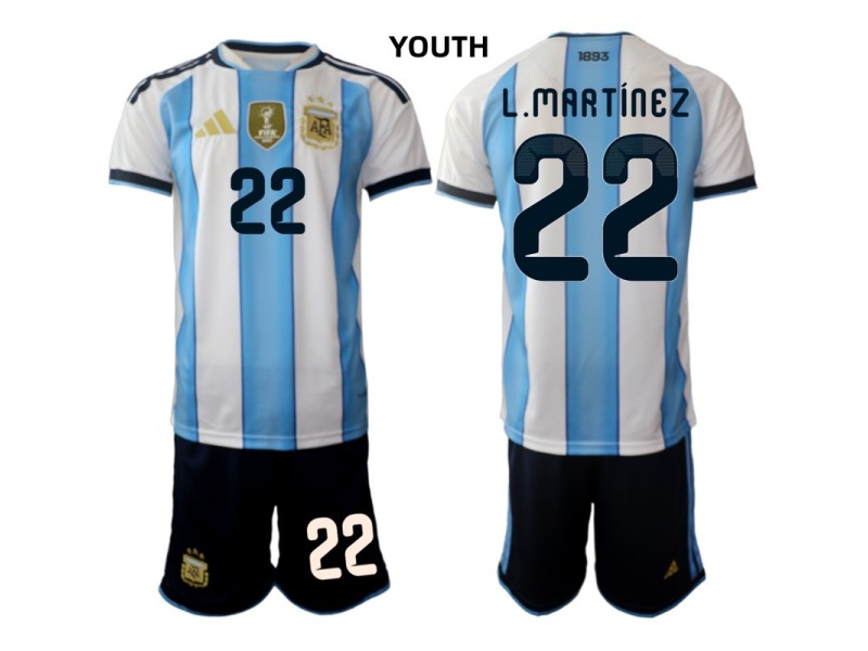 Youth L.MARTINEZ Argentina 2026 World Cup Home Fan Jersey - Blue/White