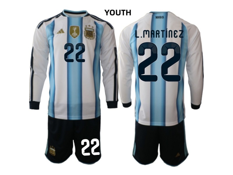 Youth L.MARTINEZ Argentina 2026 World Cup Home Fan Jersey - Blue/White