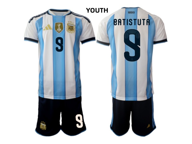 Youth BATISTUTA Argentina 2026 World Cup Home Fan Jersey - Blue/White