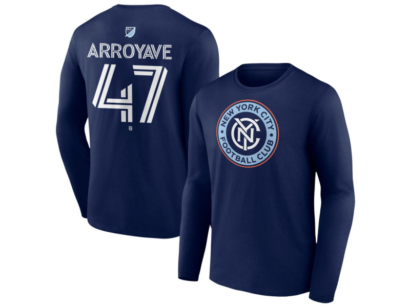 Men's New York City FC #47 Jacob Arroyave Team Authentic Long Sleeve T-Shirt - Navy