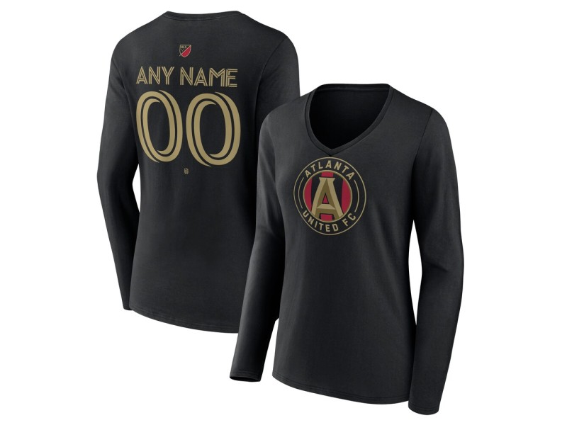 Women's Atlanta United FC Custom Team Authentic Long Sleeve V-Neck T-Shirt - Black