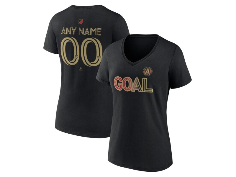 Women's Atlanta United FC Goal Custom V-Neck T-Shirt - Black