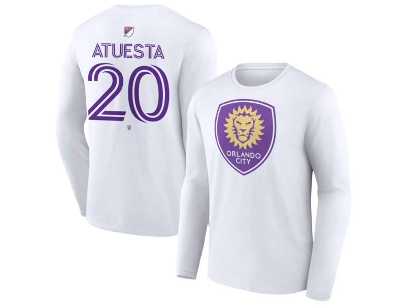 Men's Orlando City SC Authentic Stack #20 Eduard Atuesta Long Sleeve T-Shirt - White