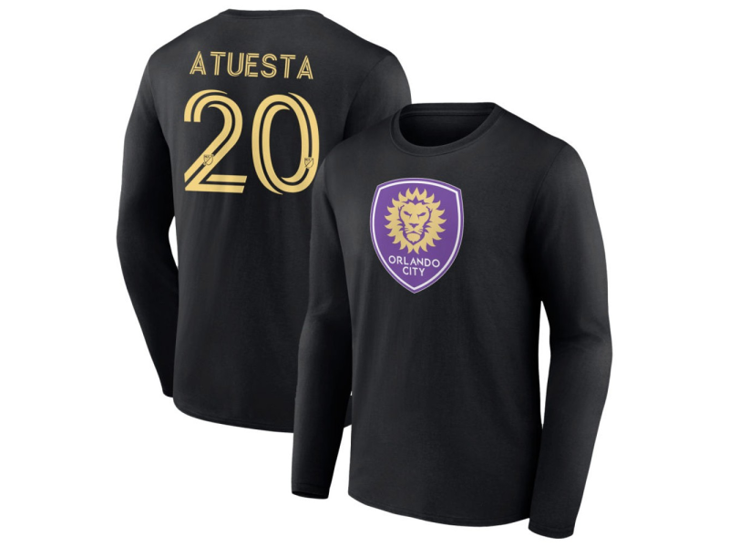 Men's Orlando City SC #20 Eduard Atuesta Long Sleeve T-Shirt - Black