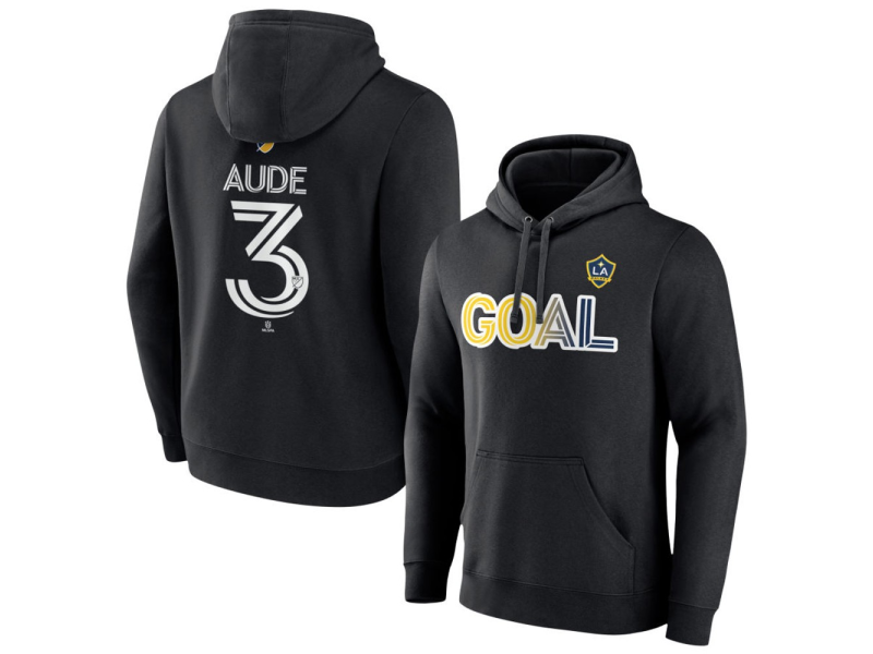 Men's LA Galaxy Goal #3 Julian Aude Pullover Hoodie - Black