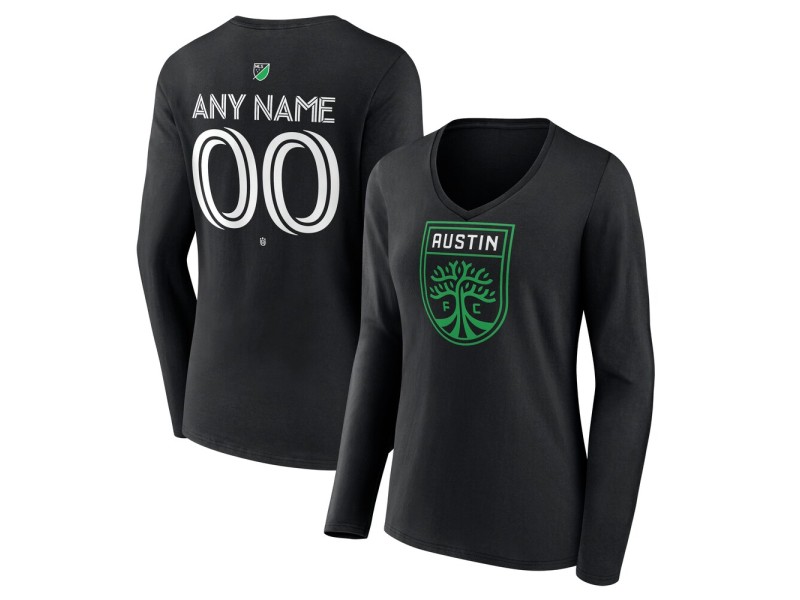 Women's Austin FC Custom Team Authentic Long Sleeve V-Neck T-Shirt - Black