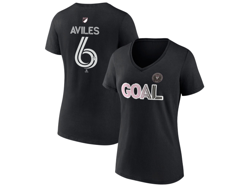 Women's Inter Miami CF Goal #6 Tomas Aviles V-Neck T-Shirt - Black