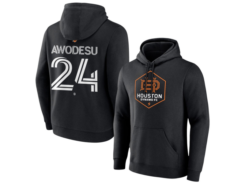 Men's Houston Dynamo FC Authentic Stack #24 Obafemi Awodesu Pullover Hoodie - Black