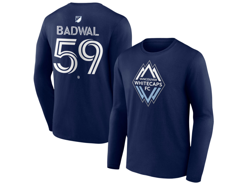 Men's Vancouver Whitecaps FC #59 Javon Badwal Team Authentic Long Sleeve T-Shirt - Navy