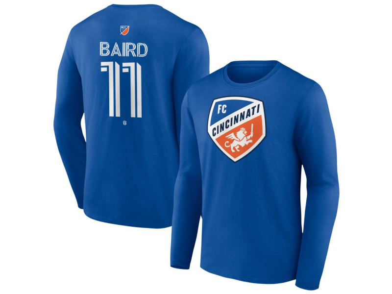 Youth FC Cincinnati #11 Corey Baird Team Authentic Long Sleeve T-Shirt - Royal