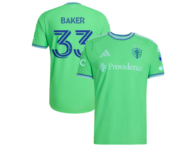 Cody Baker Seattle Sounders FC 2026 The Evergreen State Edition Player Version Jersey - Rave Green With Patch