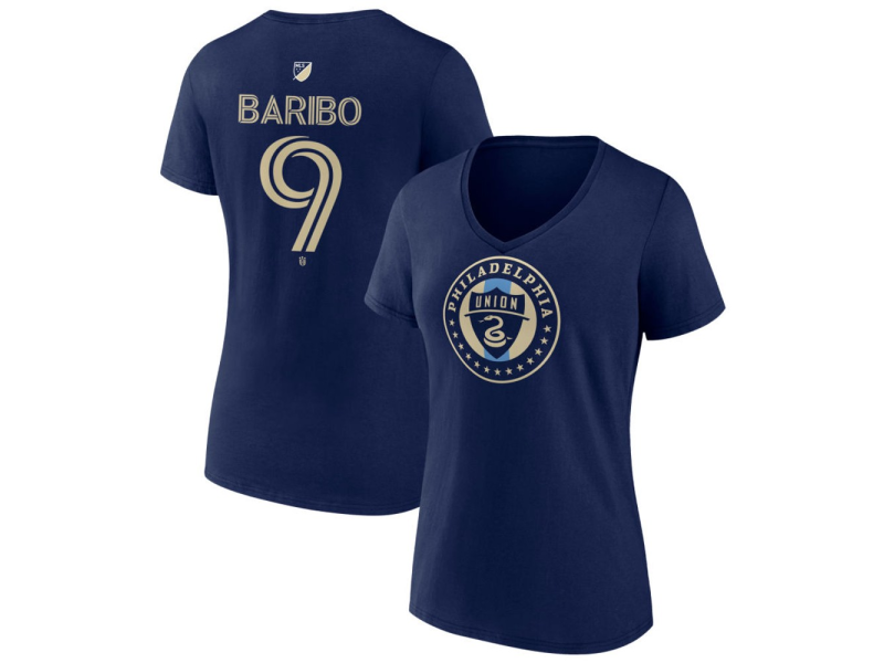 Women's Philadelphia Union #9 Tai Baribo Team Authentic V-Neck T-Shirt - Navy