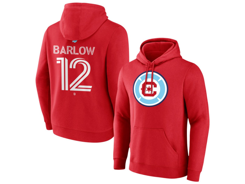 Men's Chicago Fire Authentic Stack #12 Tom Barlow Pullover Hoodie - Red