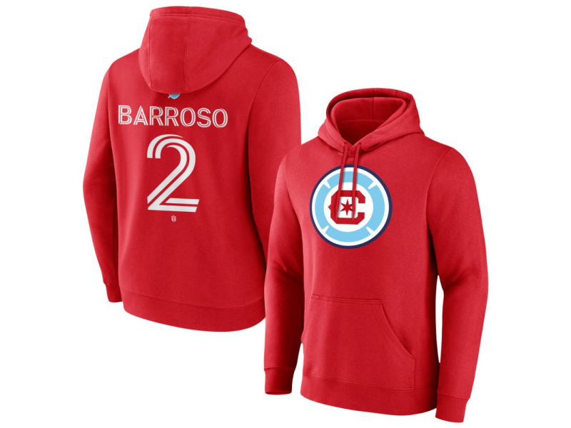 Men's Chicago Fire Authentic Stack #2 Leonardo Barroso Pullover Hoodie - Red