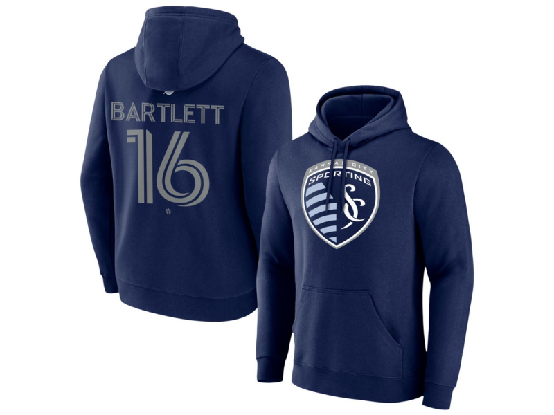 Men's Sporting Kansas City #16 Jacob Bartlett Team Authentic Pullover Hoodie - Navy