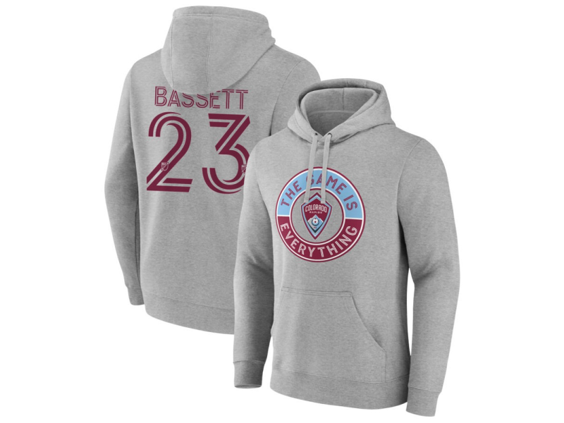 Men's Colorado Rapids The Game Is Everything #23 Cole Bassett Pullover Hoodie - Gray