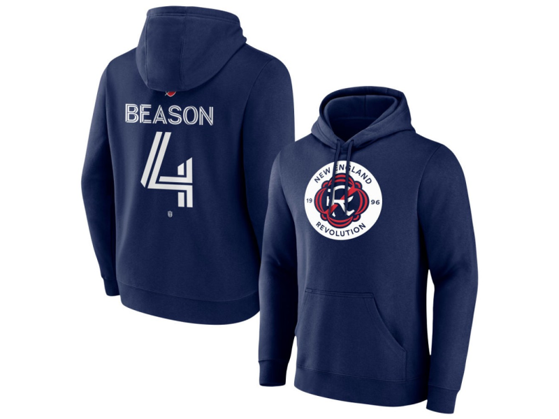 Youth New England Revolution #4 Tanner Beason Team Authentic Pullover Hoodie - Navy