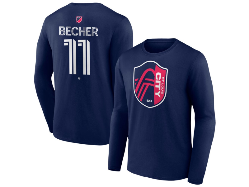 Men's St. Louis City SC #11 Simon Becher Team Authentic Long Sleeve T-Shirt - Navy