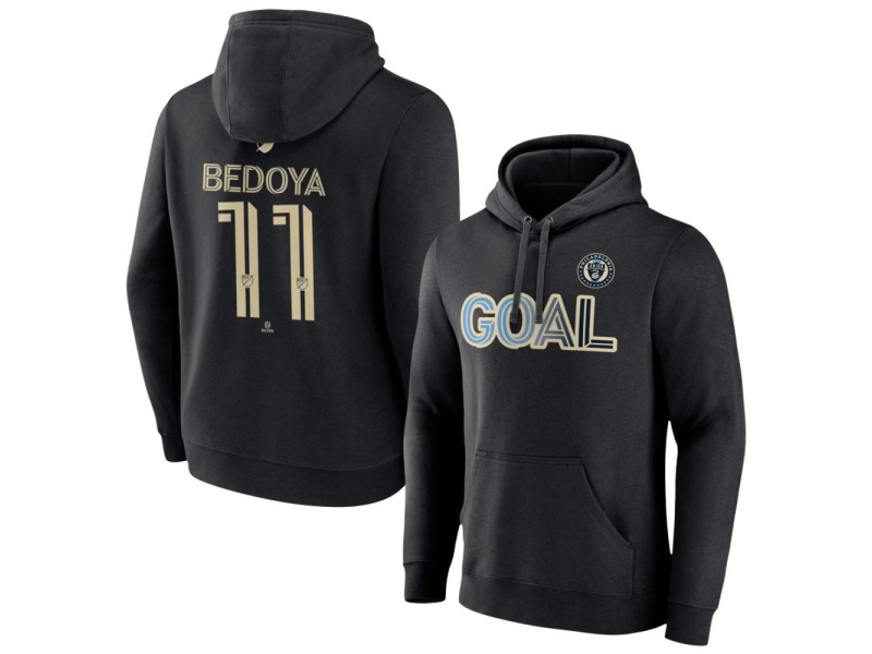 Men's Philadelphia Union Goal #11 Alejandro Bedoya Pullover Hoodie - Black