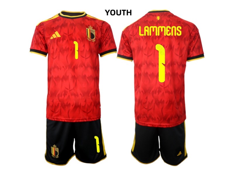 Youth LAMMENS Belgium 2026 World Cup Home Fan Jersey - Red
