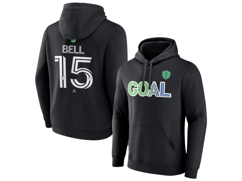 Men's Seattle Sounders FC Goal #15 Jon Bell Pullover Hoodie - Black