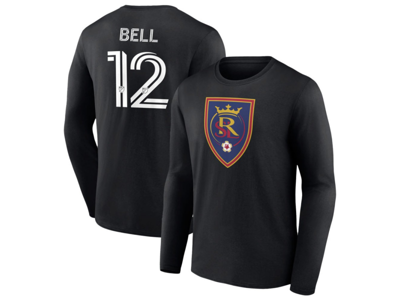 Men's Real Salt Lake #12 Matthew Bell Long Sleeve T-Shirt - Black