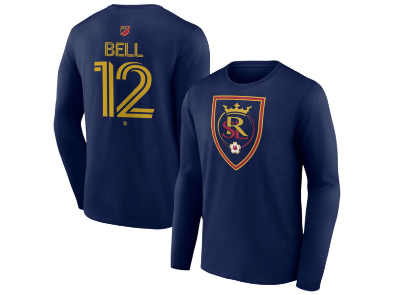 Men's Real Salt Lake #12 Matthew Bell Team Authentic Long Sleeve T-Shirt - Navy