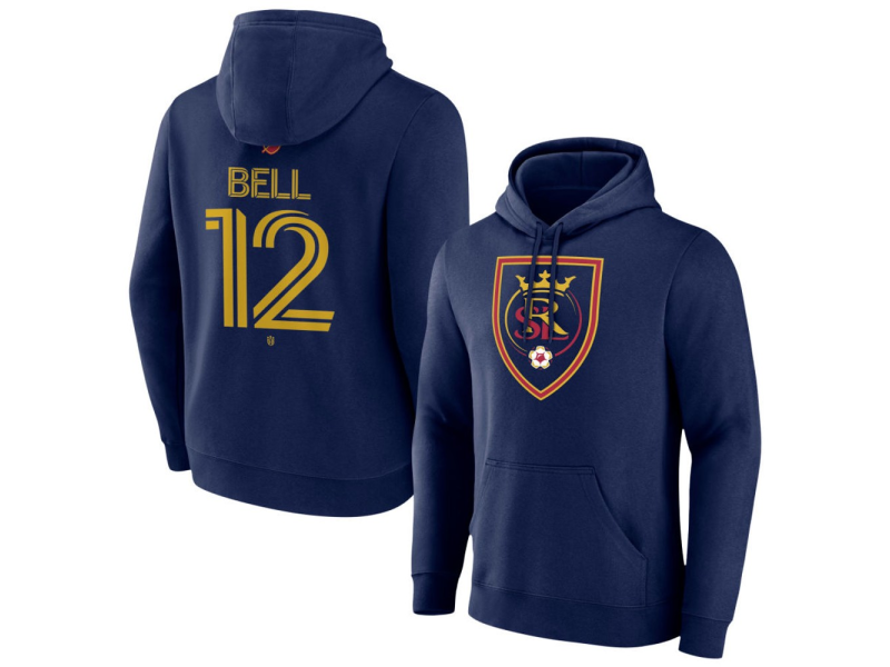 Men's Real Salt Lake #12 Matthew Bell Team Authentic Pullover Hoodie - Navy