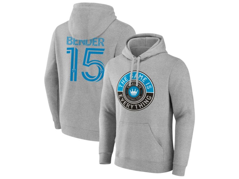 Men's Charlotte FC The Game Is Everything #15 Ben Bender Pullover Hoodie - Gray