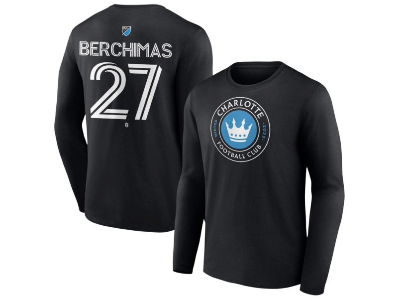 Youth Charlotte FC #27 Nimfasha Berchimas Team Authentic Long Sleeve T-Shirt - Black