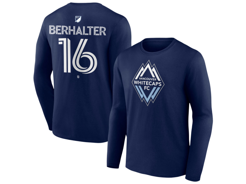 Men's Vancouver Whitecaps FC #16 Sebastian Berhalter Team Authentic Long Sleeve T-Shirt - Navy