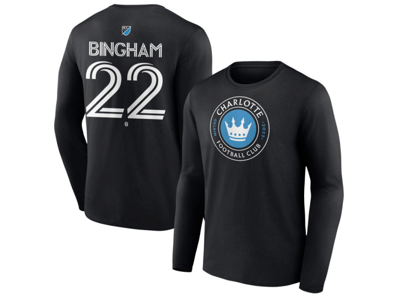 Youth Charlotte FC #22 David Bingham Team Authentic Long Sleeve T-Shirt - Black