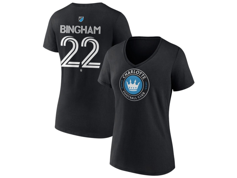 Women's Charlotte FC #22 David Bingham Team Authentic V-Neck T-Shirt - Black