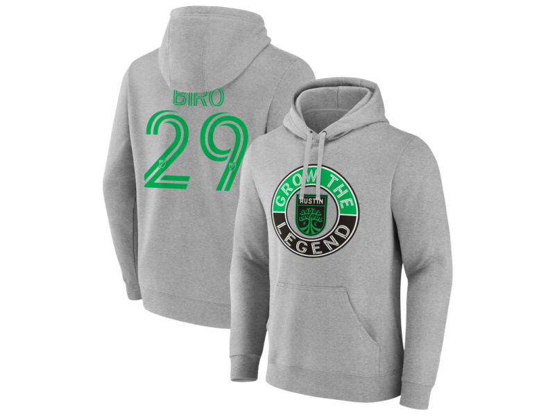 Men's Austin FC The Game Is Everything #29 Guilherme Biro Pullover Hoodie - Gray