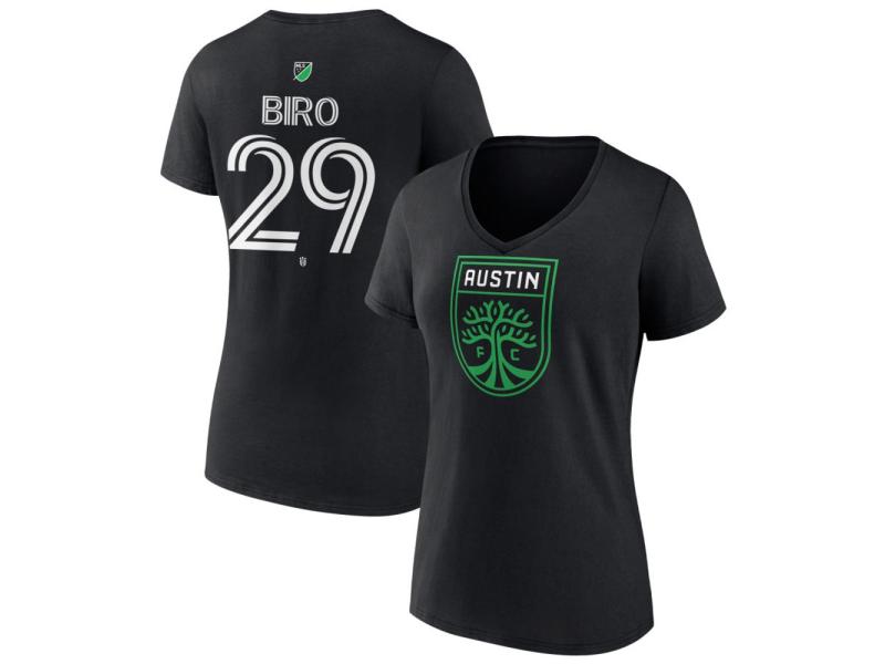 Women's Austin FC #29 Guilherme Biro Team Authentic V-Neck T-Shirt - Black