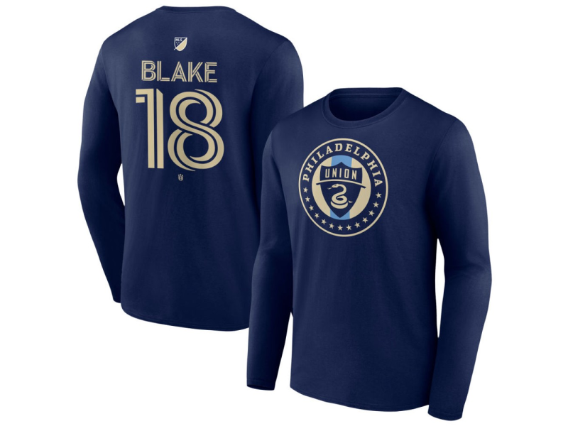 Youth Philadelphia Union #18 Andre Blake Team Authentic Long Sleeve T-Shirt - Navy