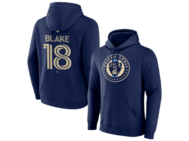 Men's Philadelphia Union #18 Andre Blake Team Authentic Pullover Hoodie - Navy