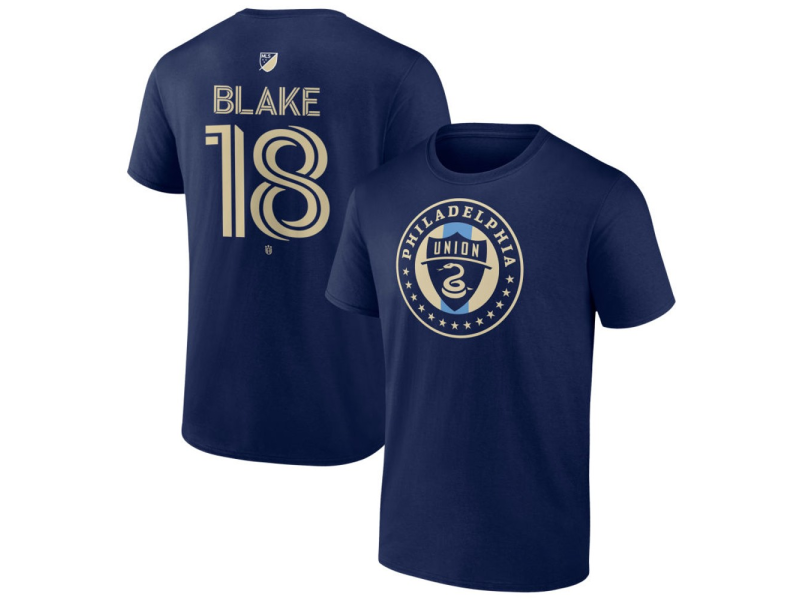 Men's Philadelphia Union #18 Andre Blake Team Authentic T-Shirt - Navy
