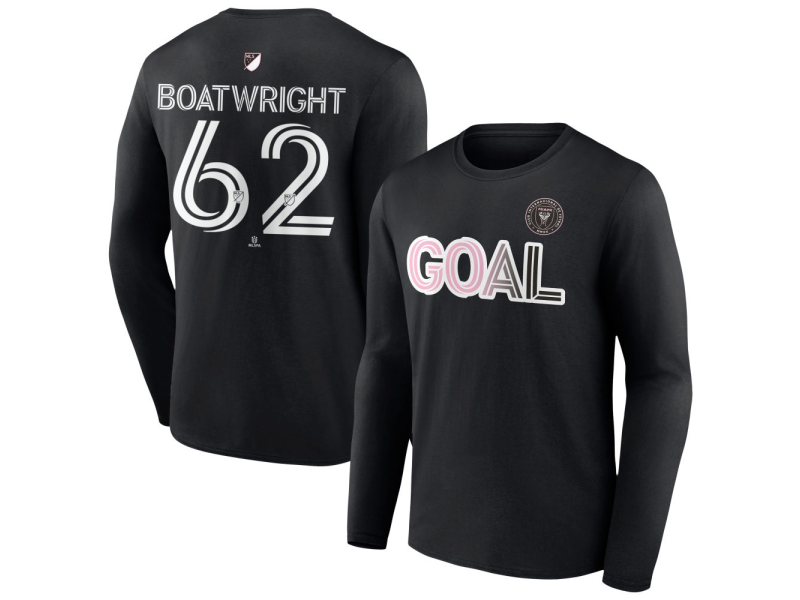 Men's Inter Miami CF Goal #62 Israel Boatwright Long Sleeve T-Shirt - Black