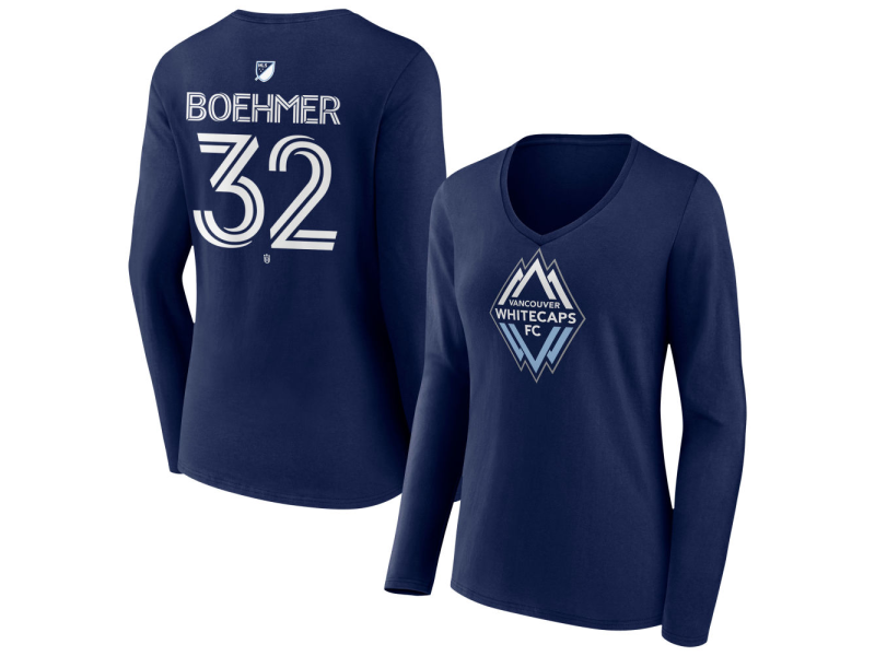 Women's Vancouver Whitecaps FC #32 Isaac Boehmer Team Authentic Long Sleeve V-Neck T-Shirt - Navy