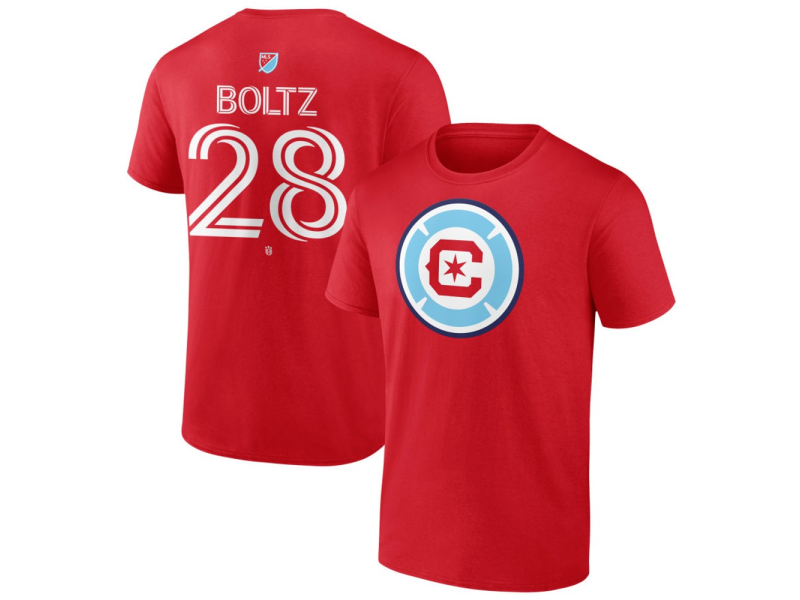 Men's Chicago Fire Authentic Stack #28 Dean Boltz T-Shirt - Red