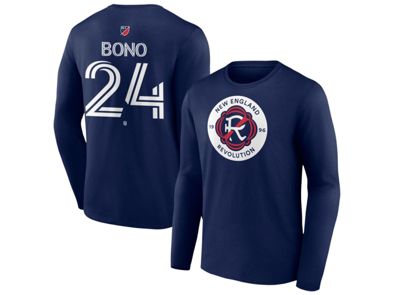 Men's New England Revolution #24 Alex Bono Team Authentic Long Sleeve T-Shirt - Navy